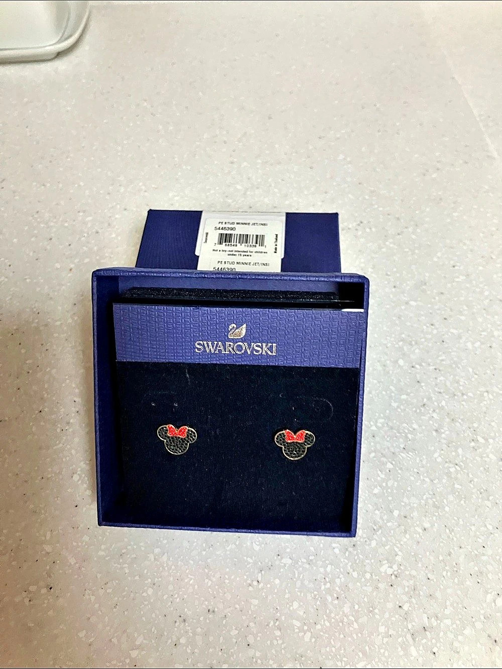 Swarovski Disney Minnie Mouse Pierced Earrings Black & Red